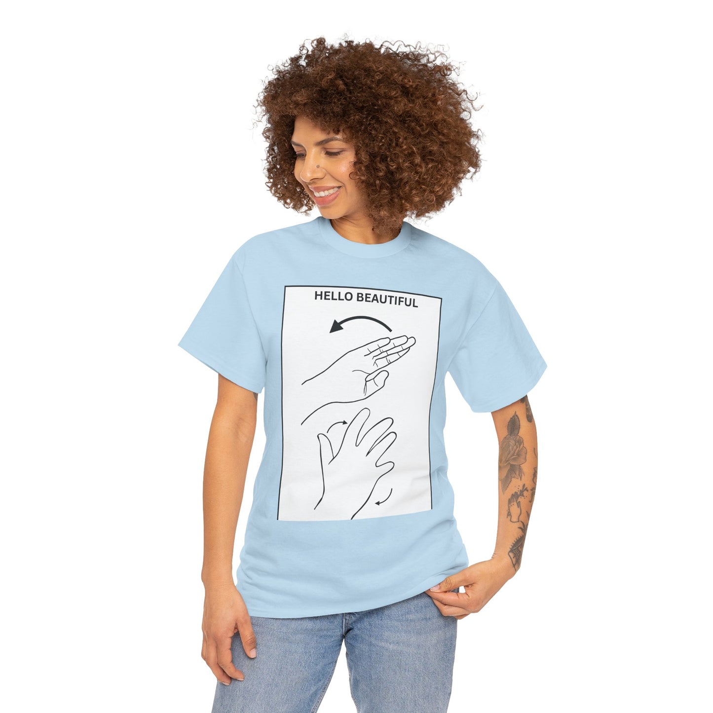 Hello Beautiful Sign Language T-Shirt — ASL Floral Graphic Tee
