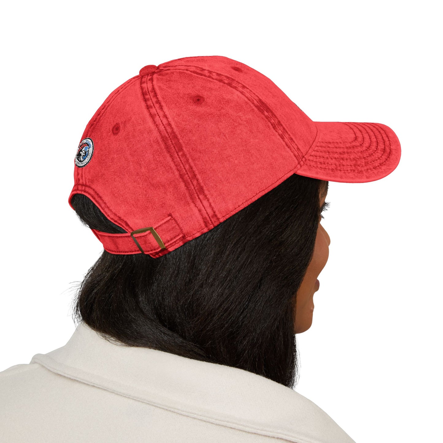 Vintage Embroidered Baseball Cap — "No Hating" Patch