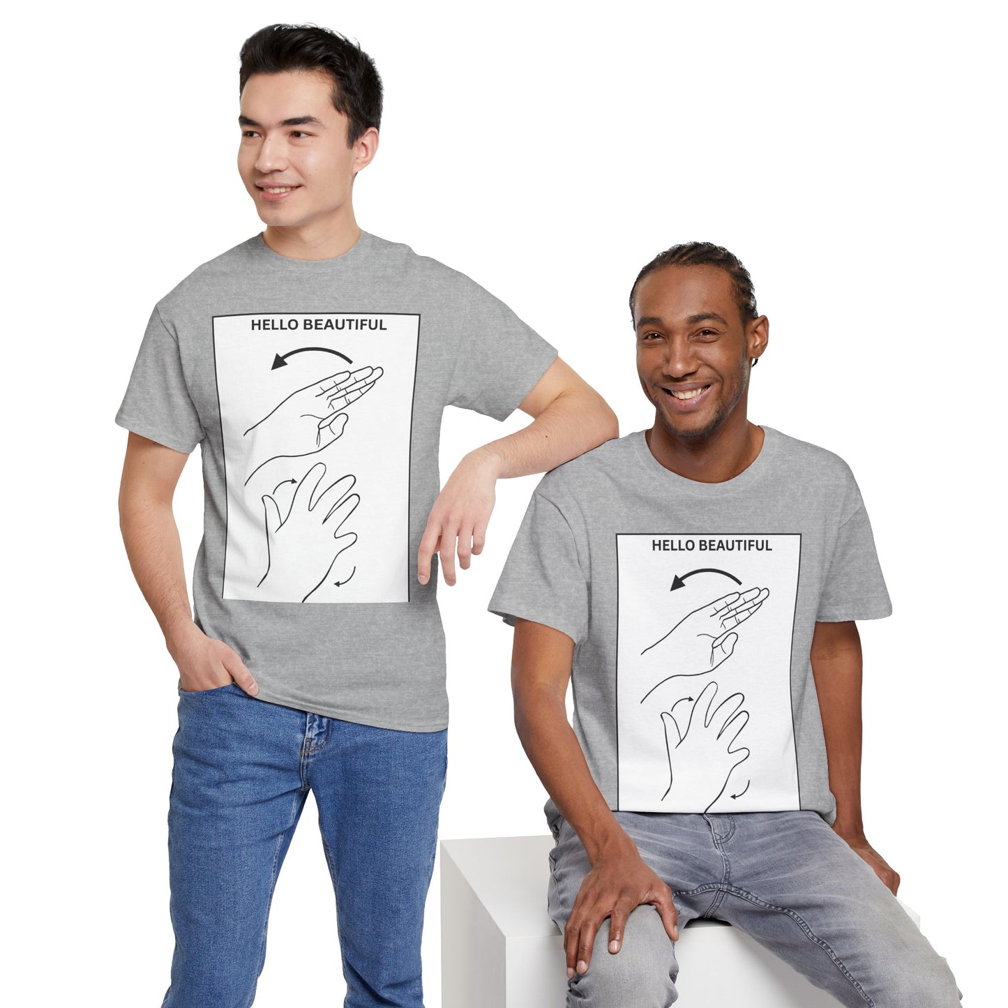 Hello Beautiful Sign Language T-Shirt — ASL Floral Graphic Tee