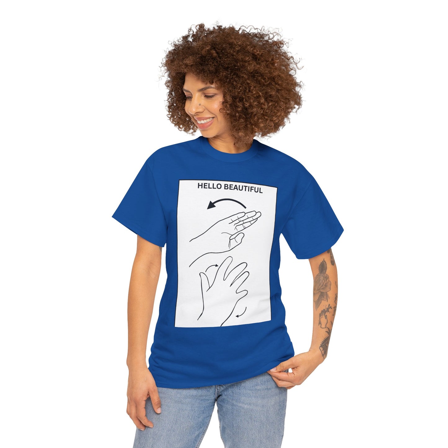 Hello Beautiful Sign Language T-Shirt — ASL Floral Graphic Tee