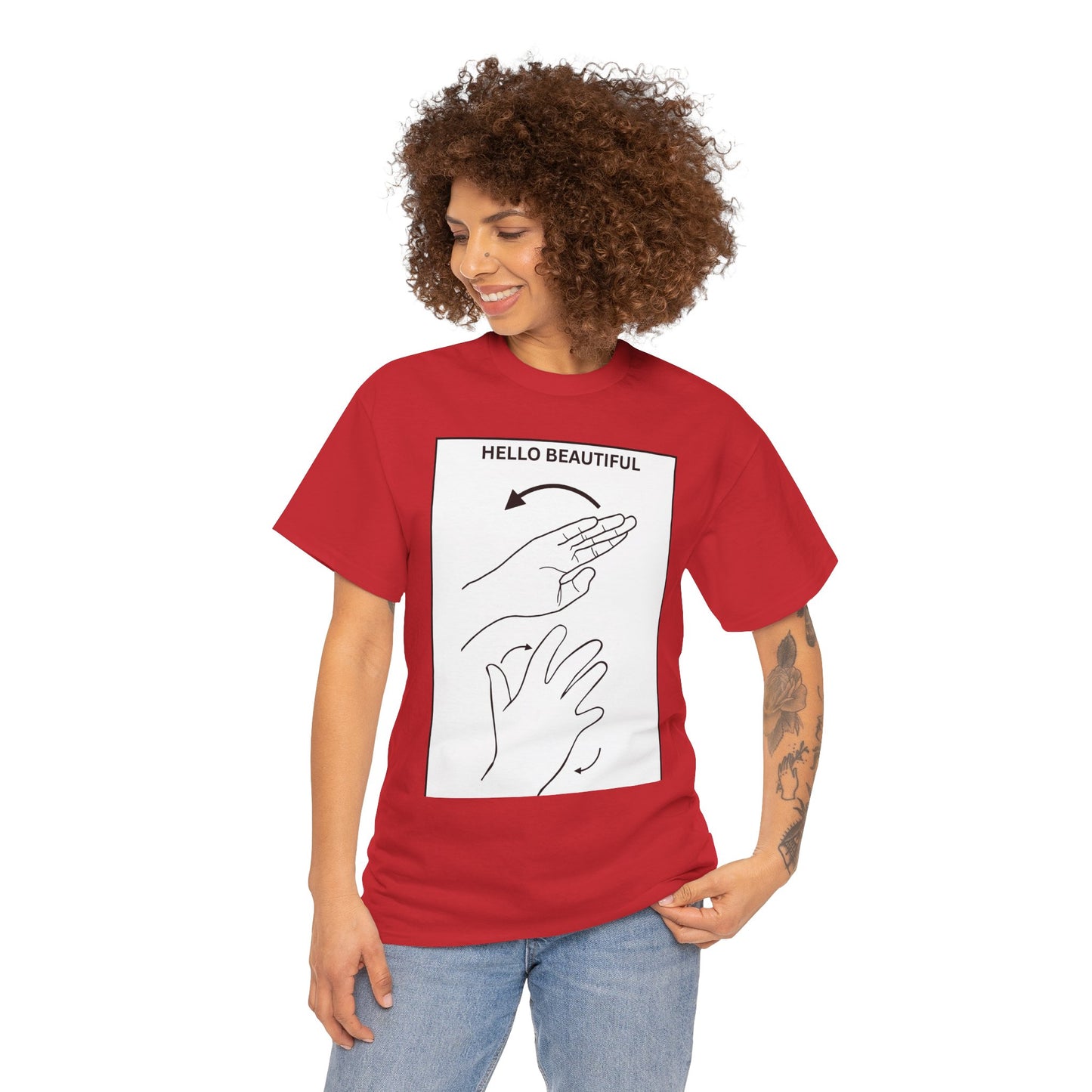 Hello Beautiful Sign Language T-Shirt — ASL Floral Graphic Tee