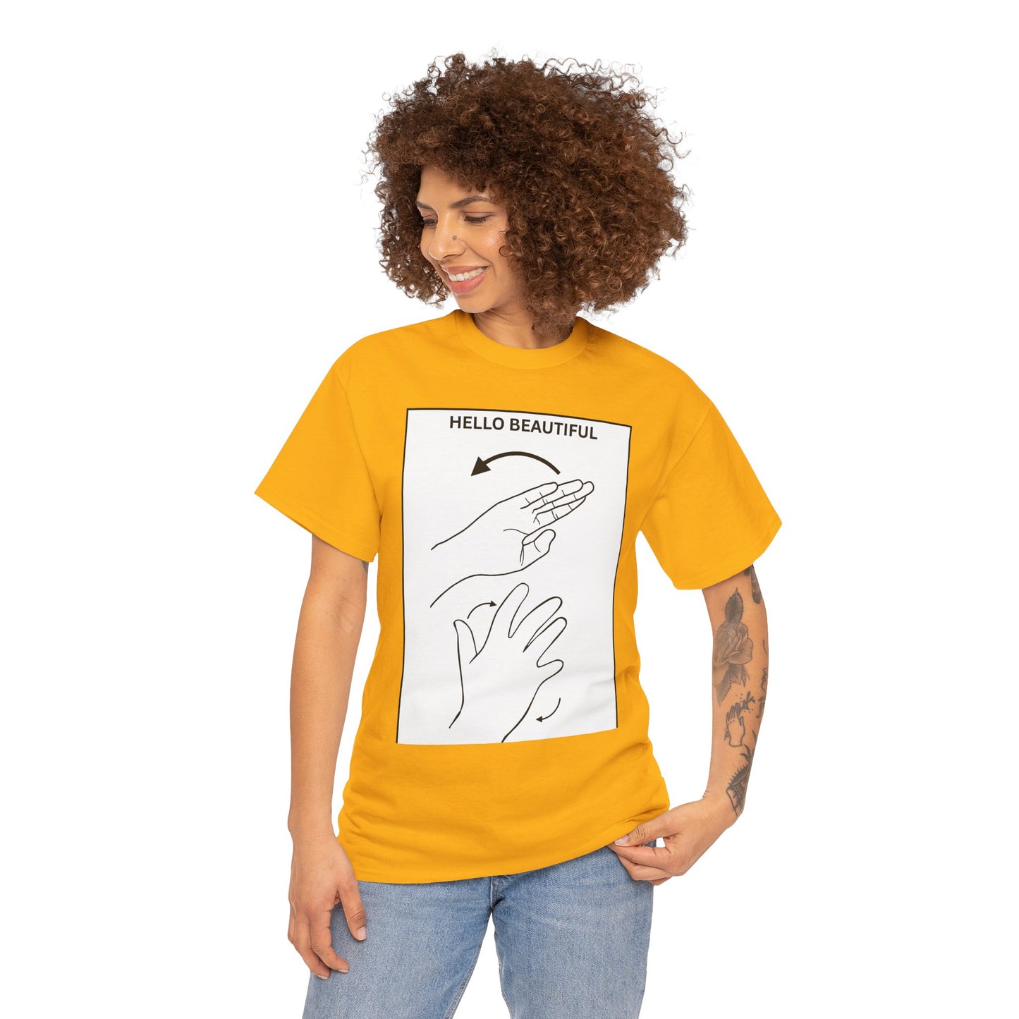 Hello Beautiful Sign Language T-Shirt — ASL Floral Graphic Tee