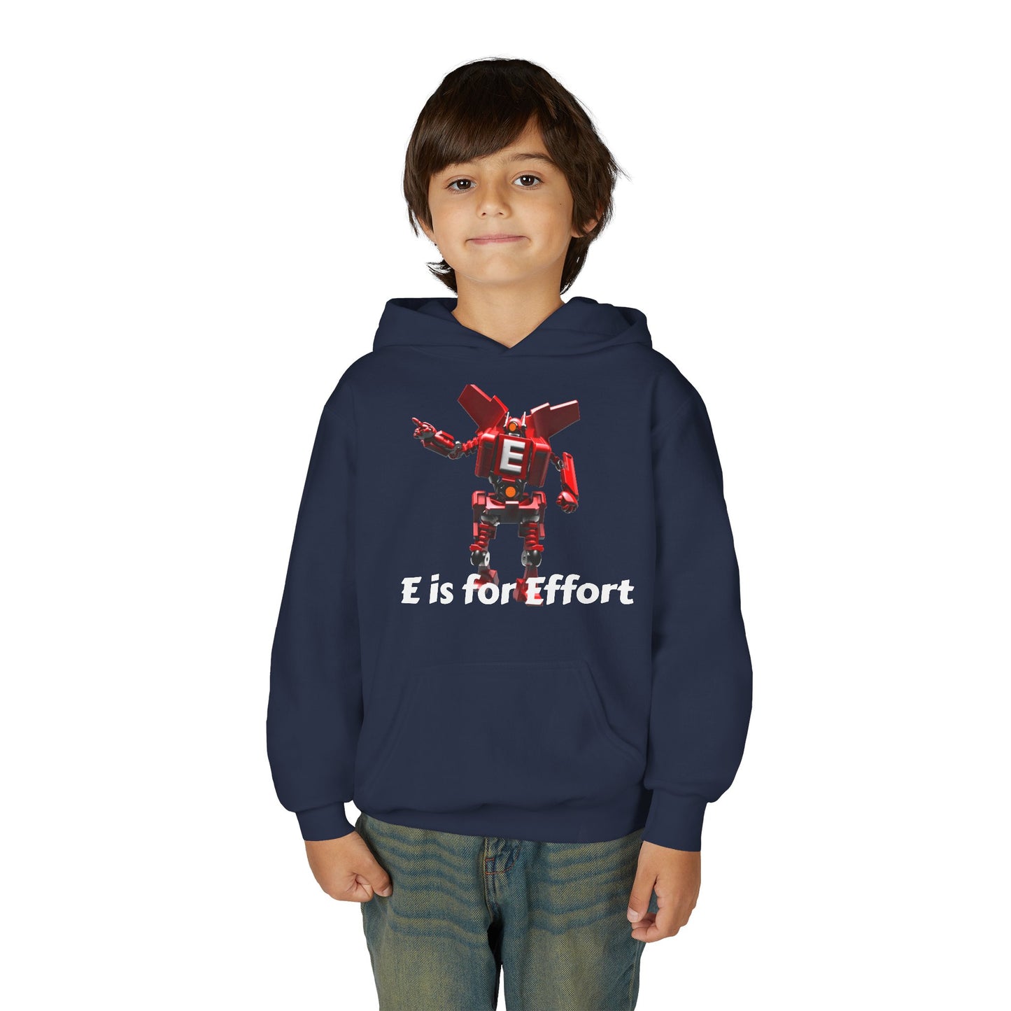 Unisex E= Effort Robot Graphic Hoodie, Cool Sweatshirt , Trendy Gift for Teens, Gaming Apparel, Casual Wear, Birthday Gift