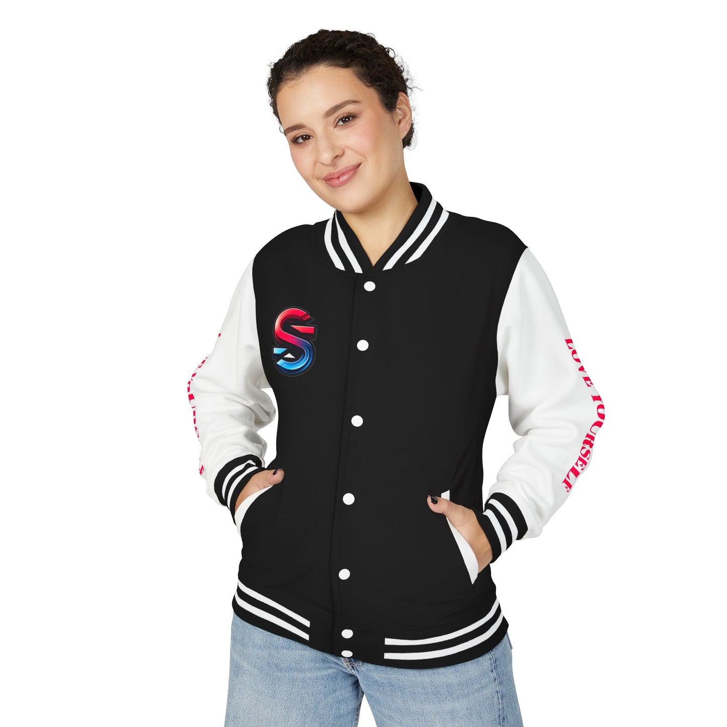 Letterman Jacket — 'Love Yourself' Black & White Varsity Jacket