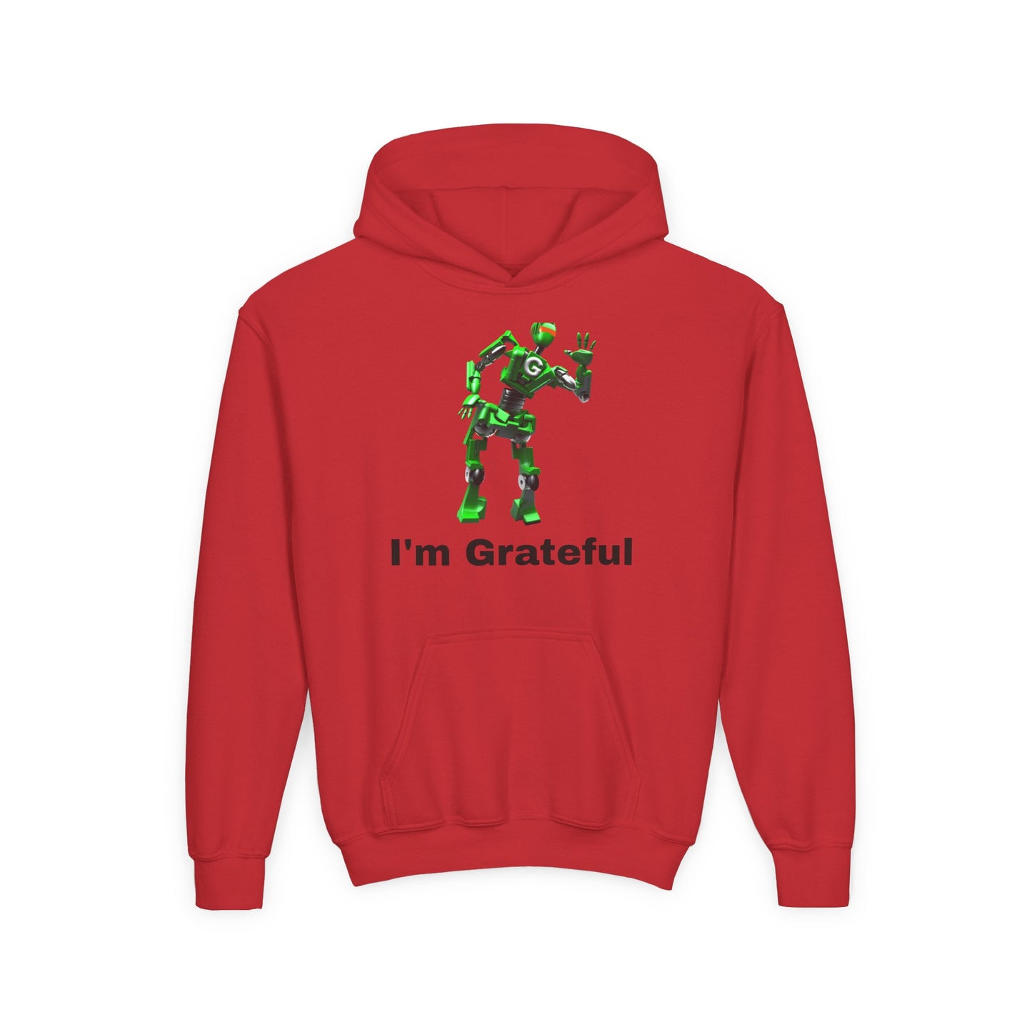 Youth Grateful Robot Hoodie, Fun Gift for Kids, Cute Sweatshirt, Casual Wear, Birthday or Thank You Gift