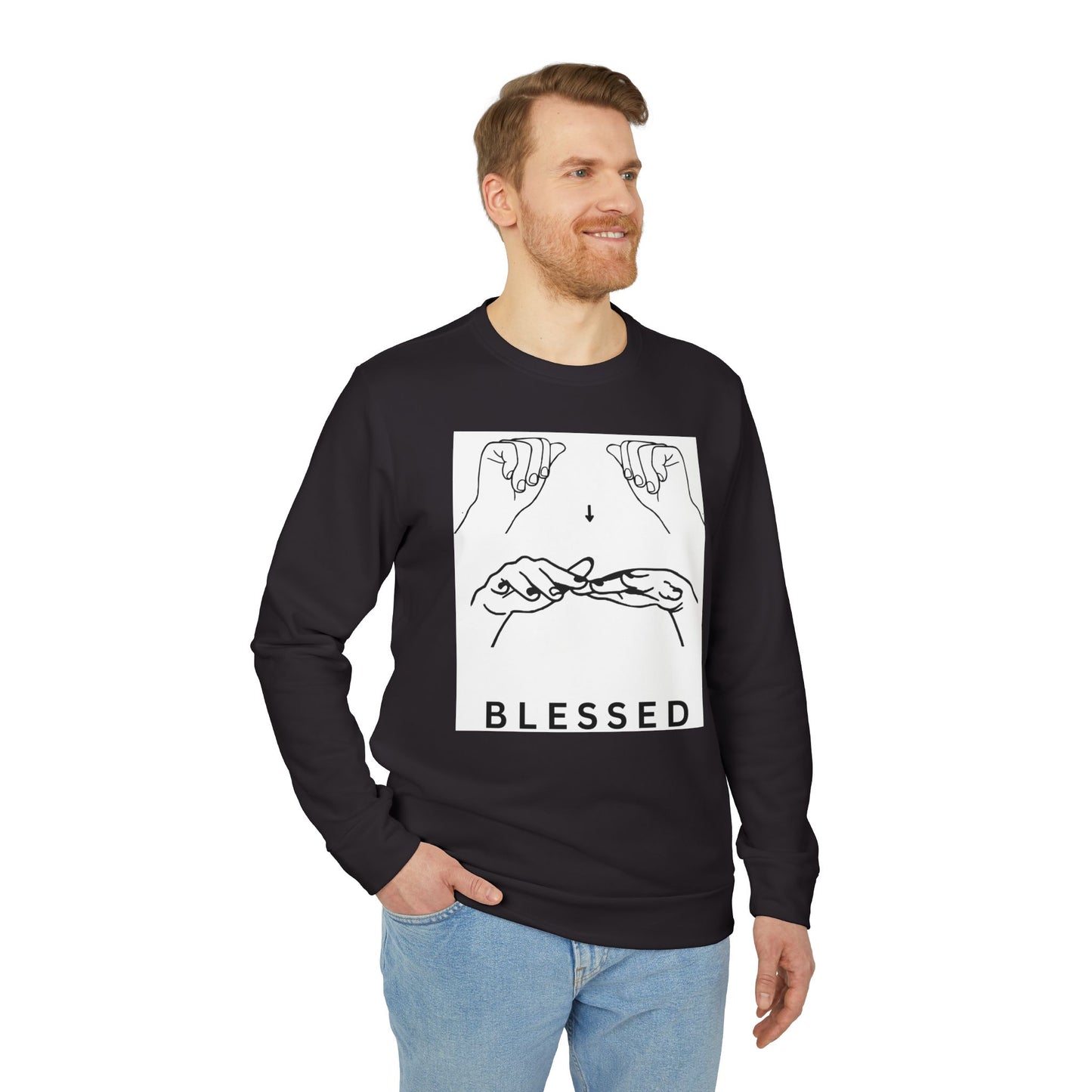 Blessed Hand Sign Crewneck Sweatshirt — adidas Unisex Fleece