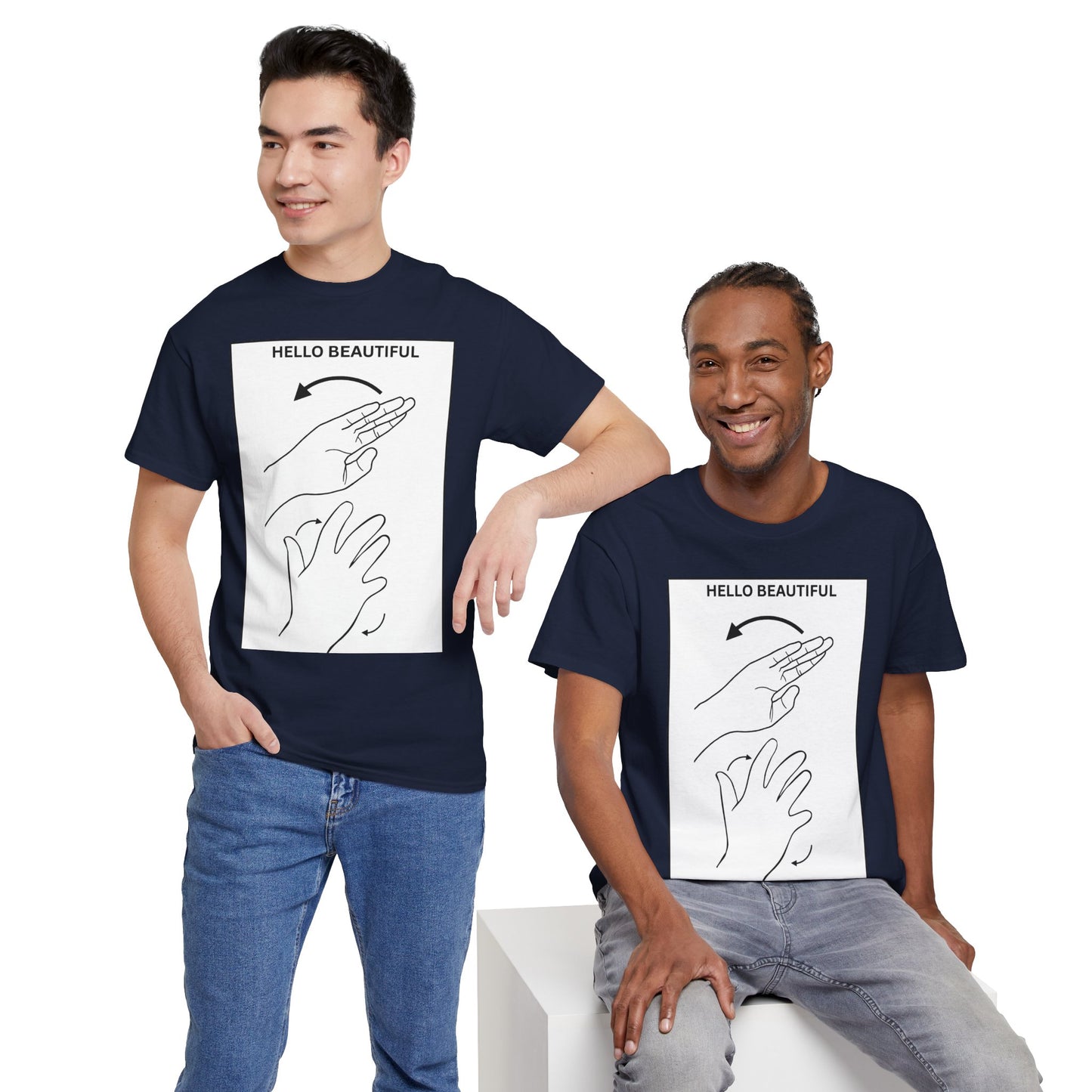 Hello Beautiful Sign Language T-Shirt — ASL Floral Graphic Tee