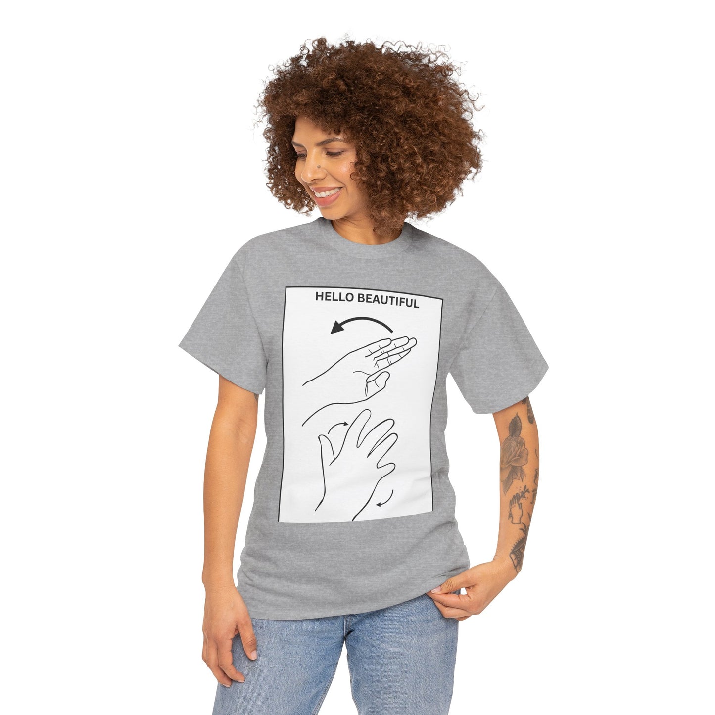 Hello Beautiful Sign Language T-Shirt — ASL Floral Graphic Tee