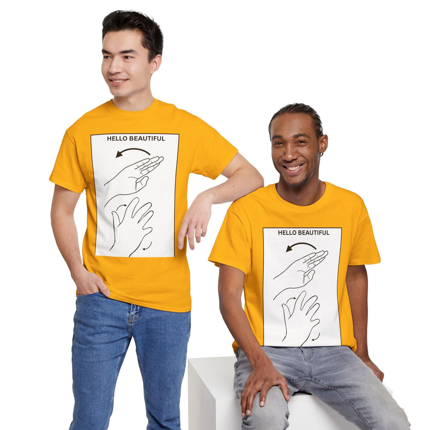 Hello Beautiful Sign Language T-Shirt — ASL Floral Graphic Tee