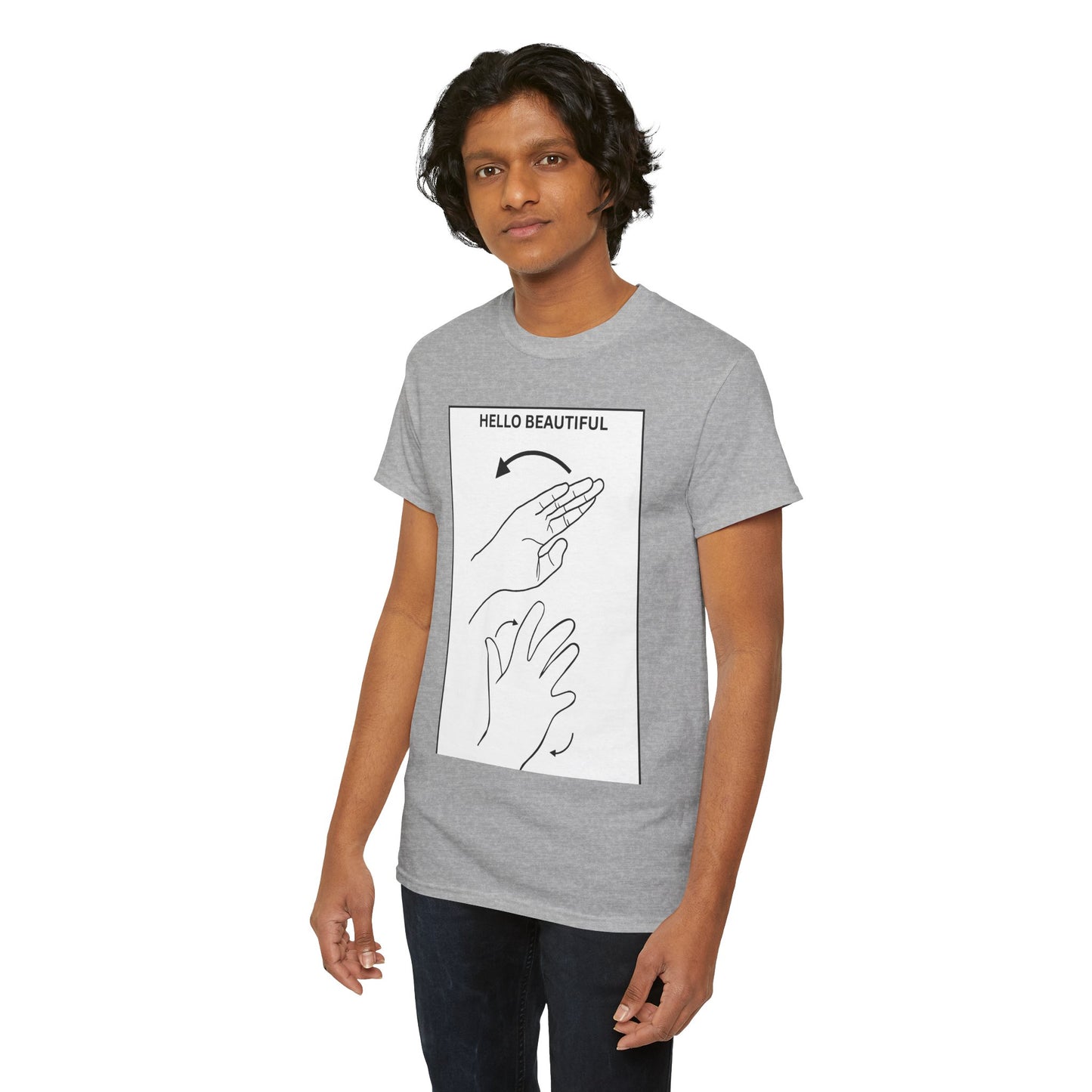 Hello Beautiful Sign Language T-Shirt — ASL Floral Graphic Tee