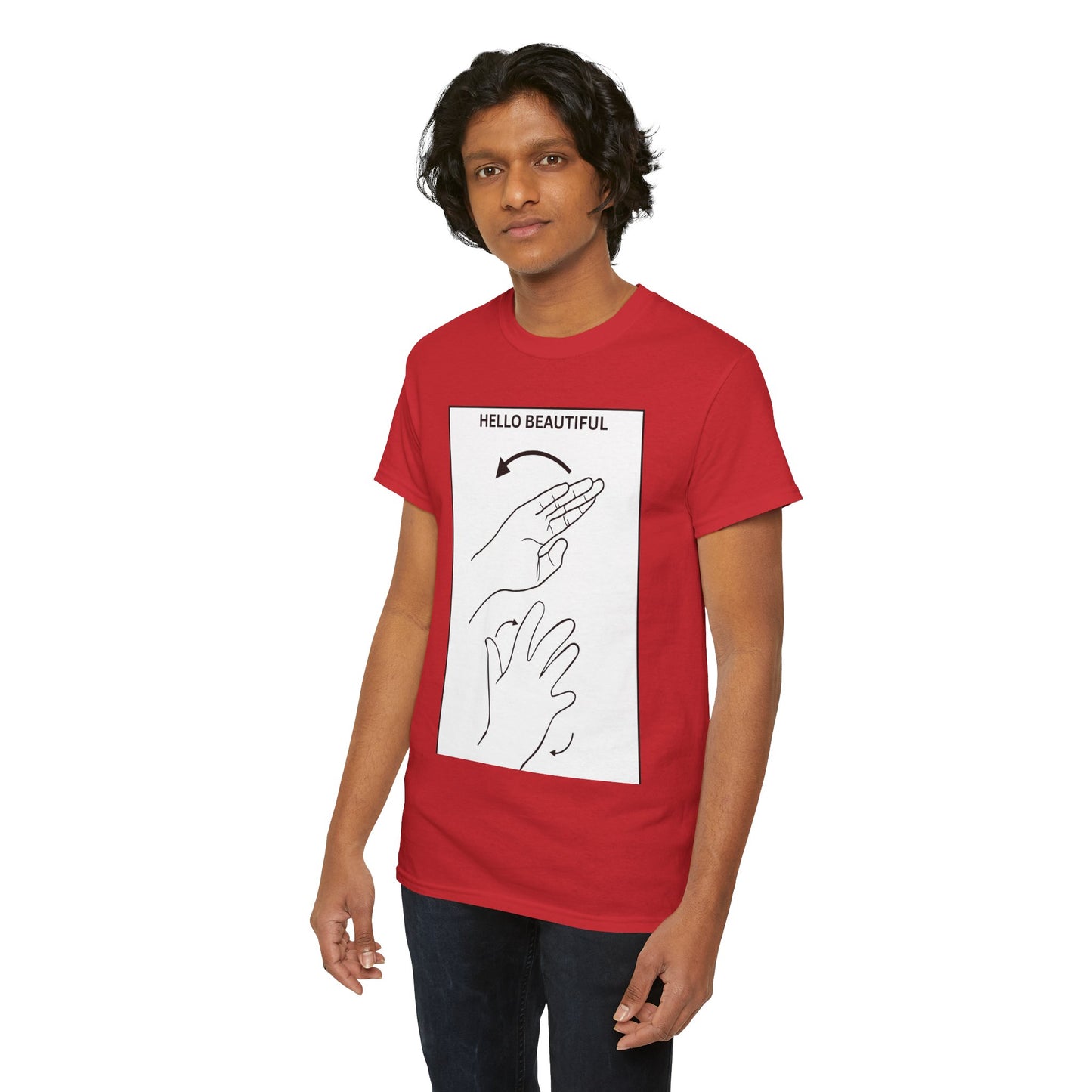 Hello Beautiful Sign Language T-Shirt — ASL Floral Graphic Tee