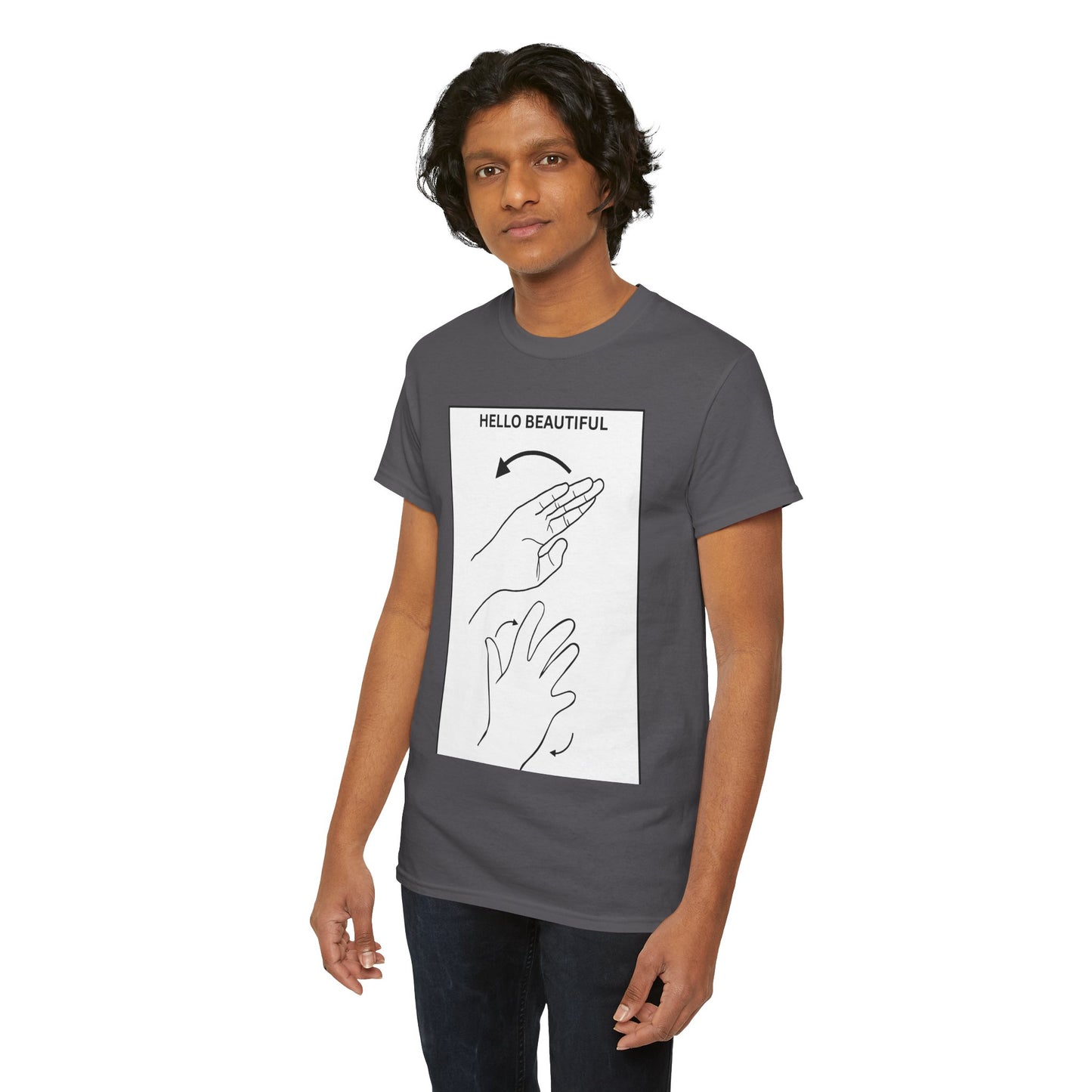 Hello Beautiful Sign Language T-Shirt — ASL Floral Graphic Tee