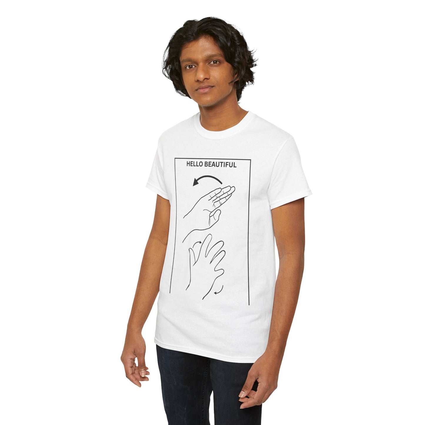 Hello Beautiful Sign Language T-Shirt — ASL Floral Graphic Tee