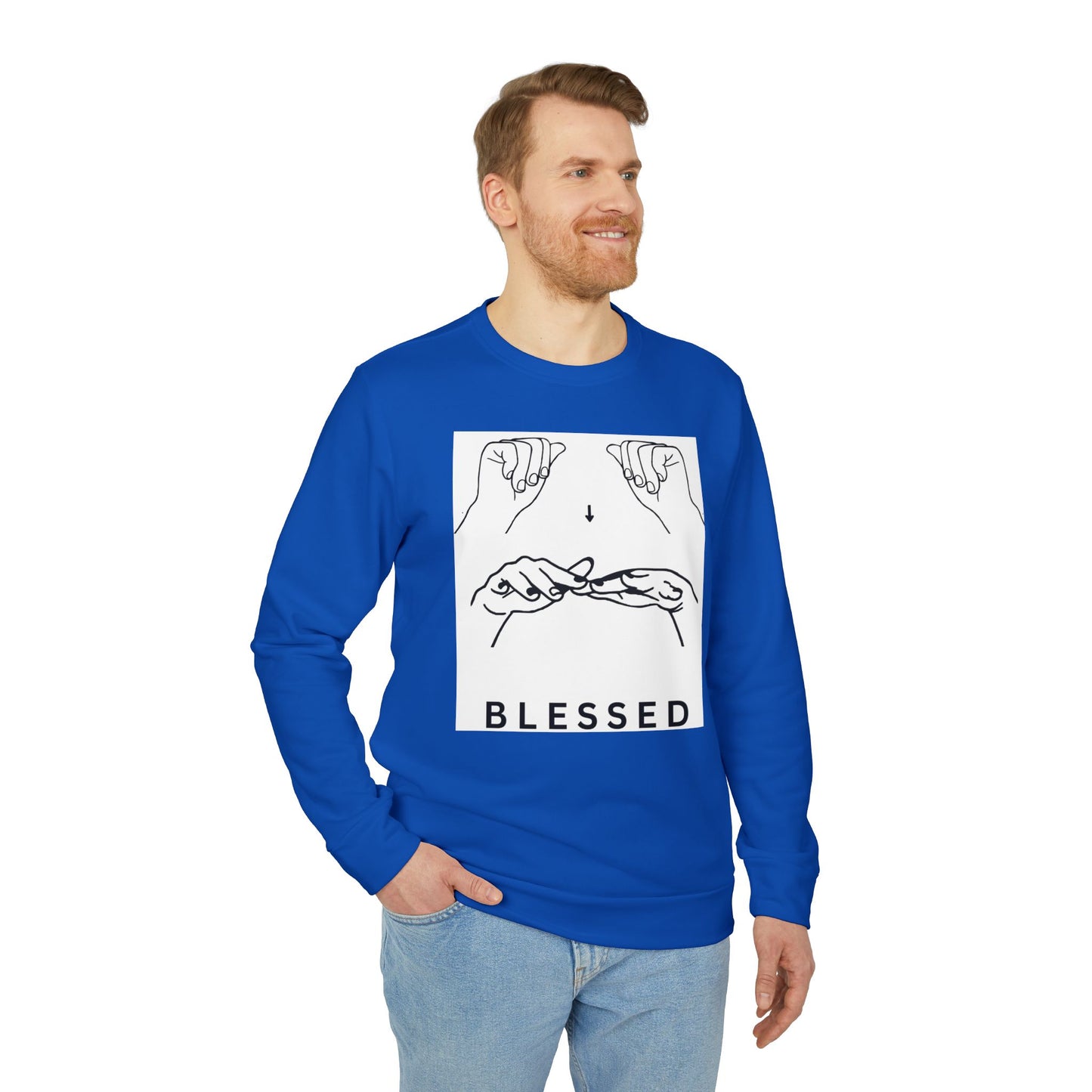 Blessed Hand Sign Crewneck Sweatshirt — adidas Unisex Fleece