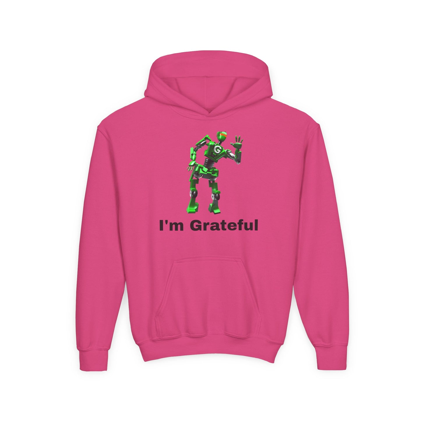 Youth Grateful Robot Hoodie, Fun Gift for Kids, Cute Sweatshirt, Casual Wear, Birthday or Thank You Gift