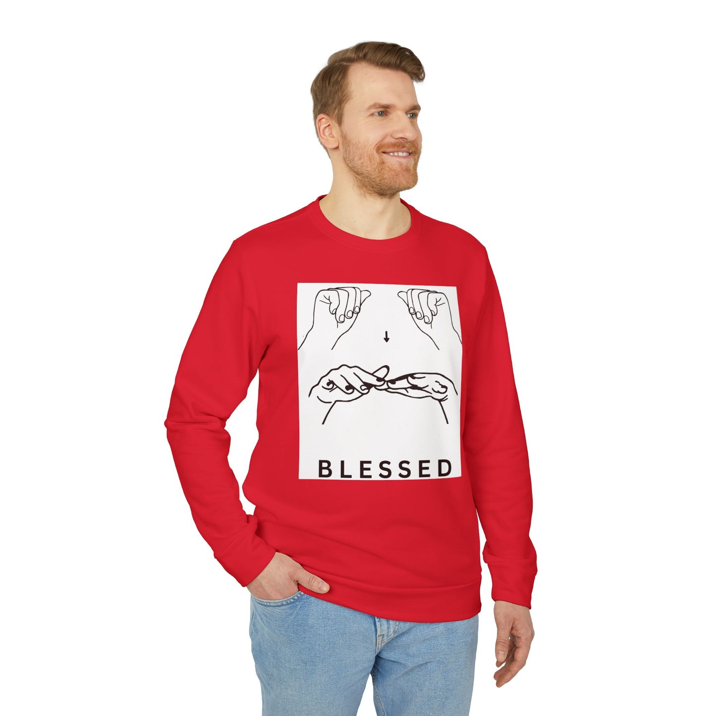 Blessed Hand Sign Crewneck Sweatshirt — adidas Unisex Fleece