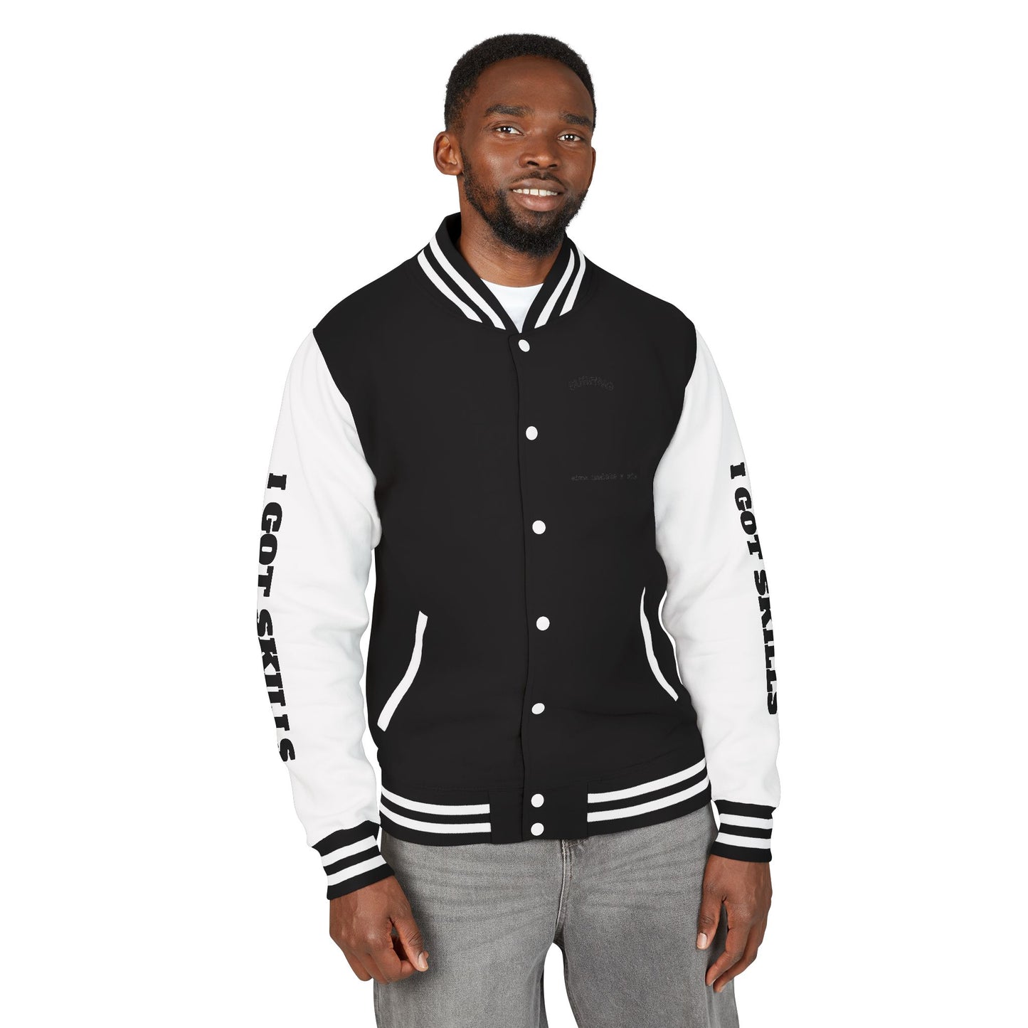 Letterman Jacket — Retro Blue Robot 'Tutelage' Varsity Jacket