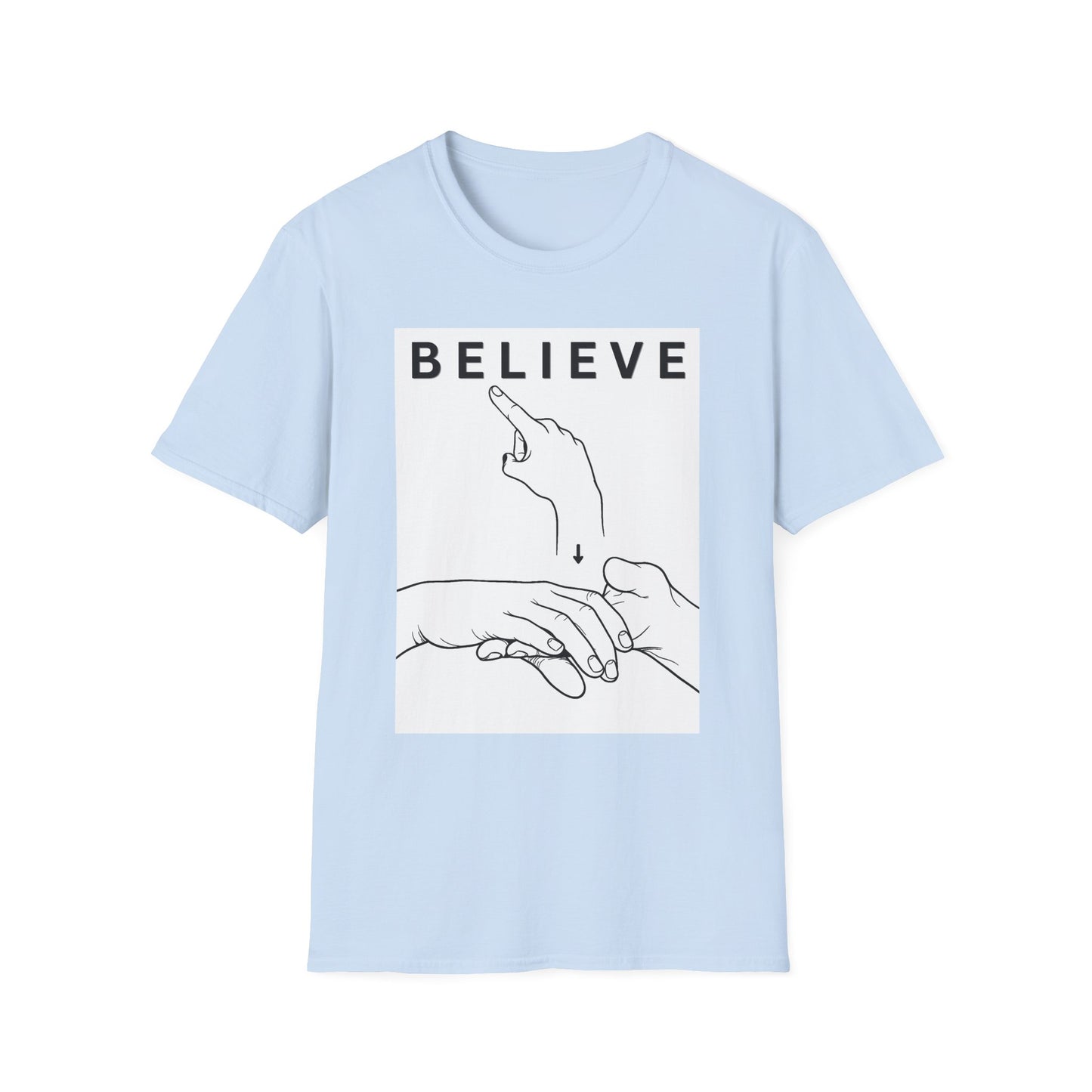 Believe Minimalist T‑Shirt — Inspirational Hand‑Line Art Tee