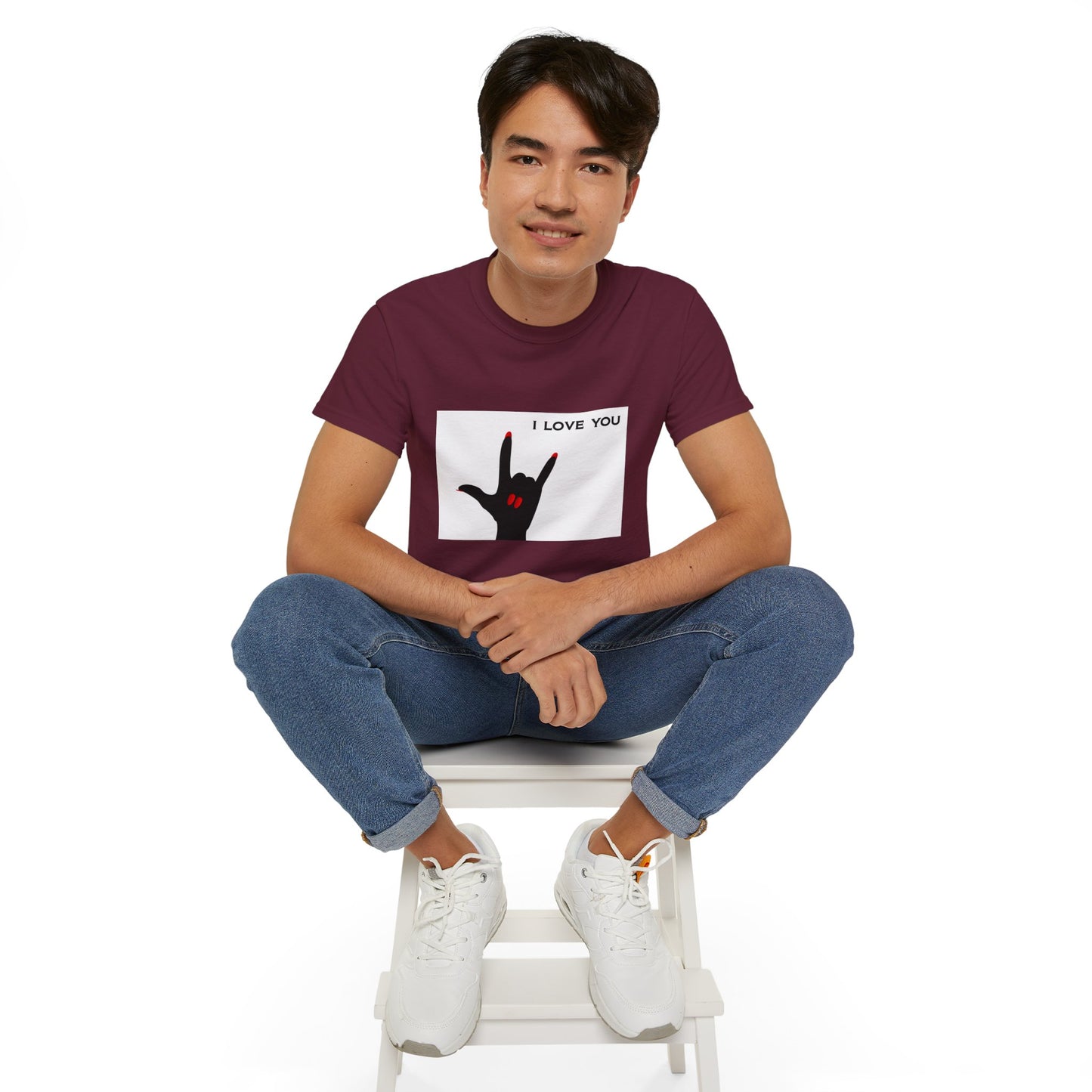 Unisex Ultra Cotton Tee "I LOVE YOU" Sign Language Hand