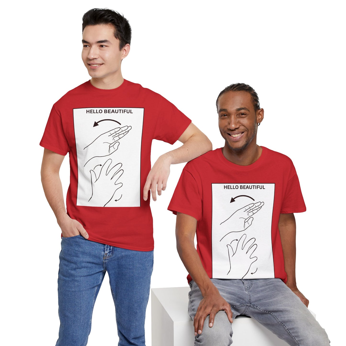 Hello Beautiful Sign Language T-Shirt — ASL Floral Graphic Tee