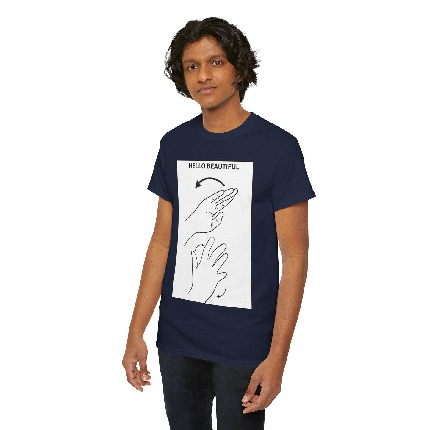 Hello Beautiful Sign Language T-Shirt — ASL Floral Graphic Tee