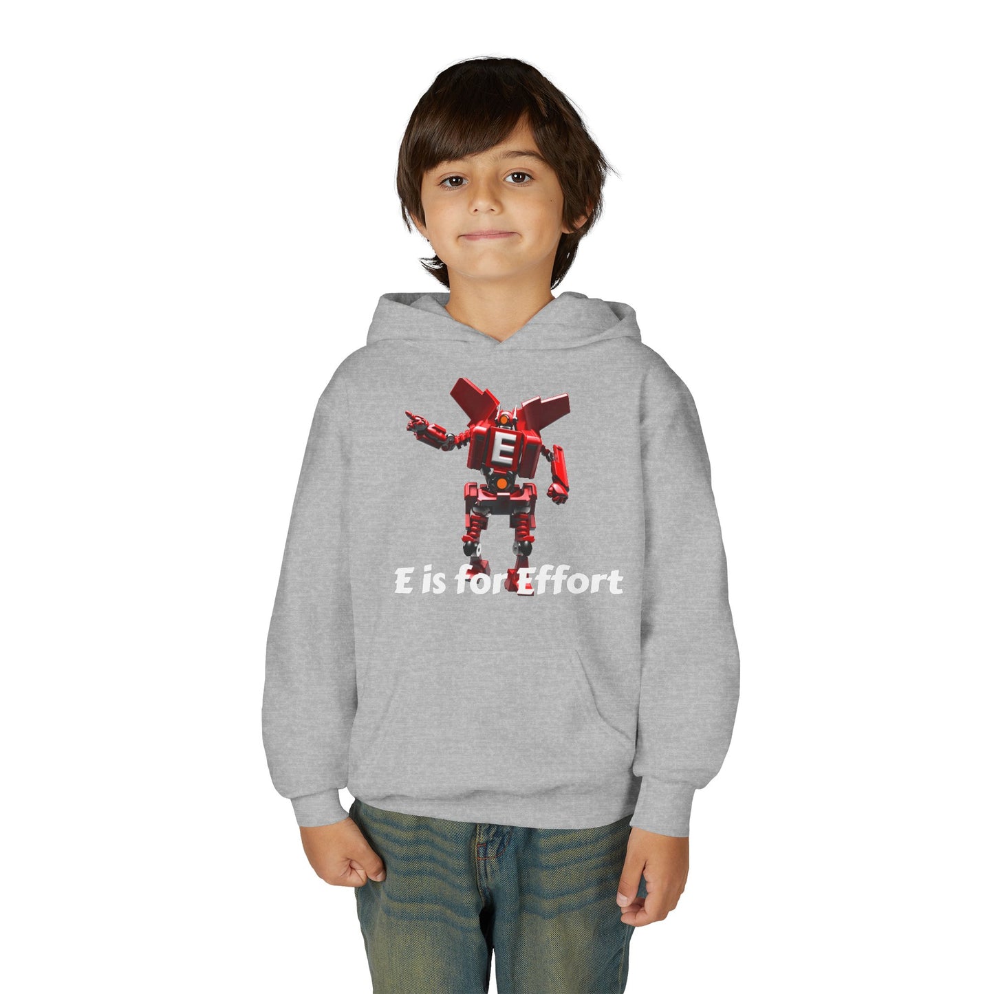 Unisex E= Effort Robot Graphic Hoodie, Cool Sweatshirt , Trendy Gift for Teens, Gaming Apparel, Casual Wear, Birthday Gift