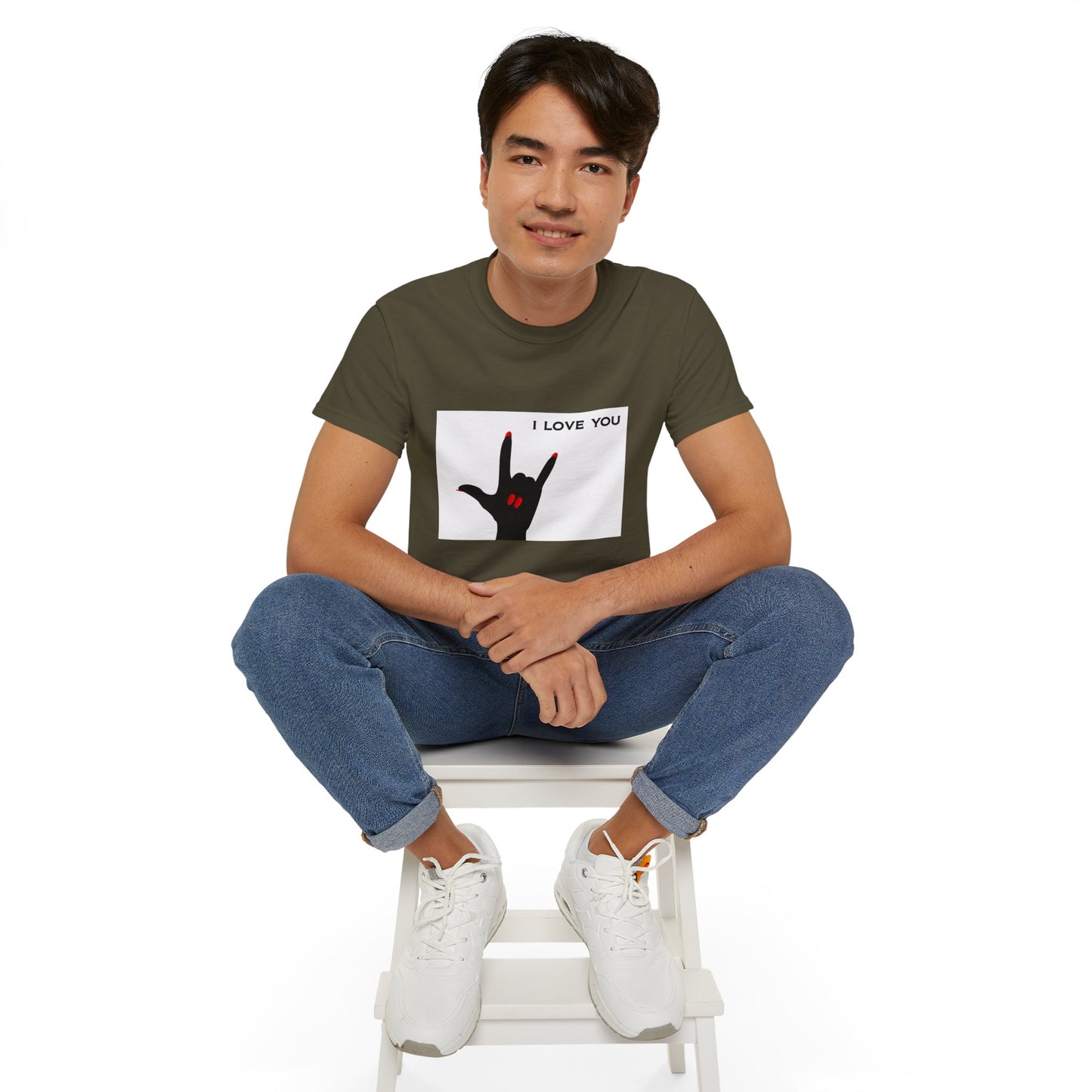 Unisex Ultra Cotton Tee "I LOVE YOU" Sign Language Hand