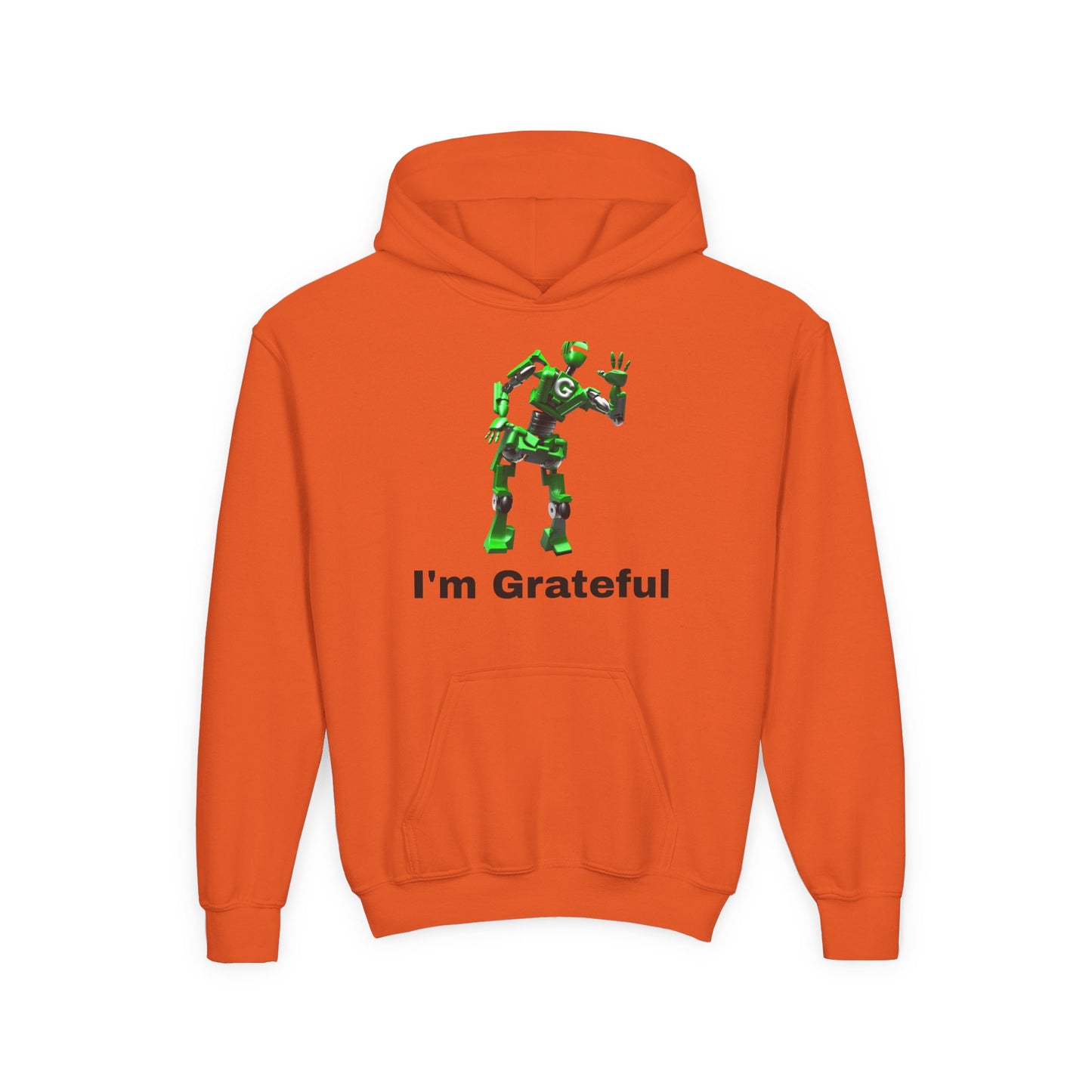 Youth Grateful Robot Hoodie, Fun Gift for Kids, Cute Sweatshirt, Casual Wear, Birthday or Thank You Gift